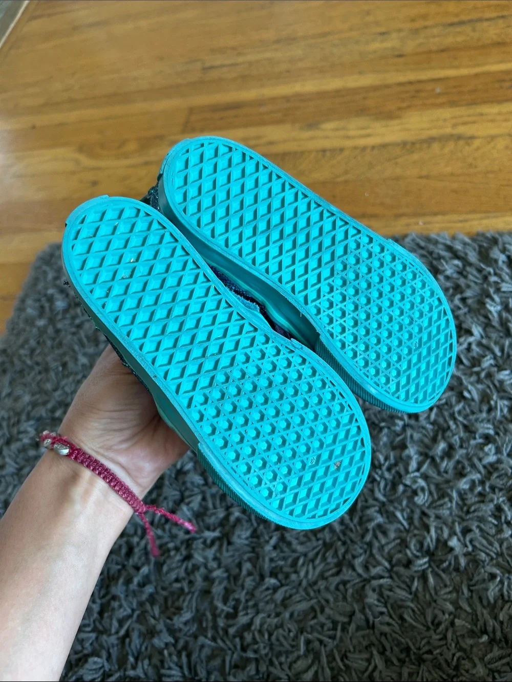 Vans Toddler Asher V  'Mermaid Teal Blue Shimmer w/Tale Size 9.5